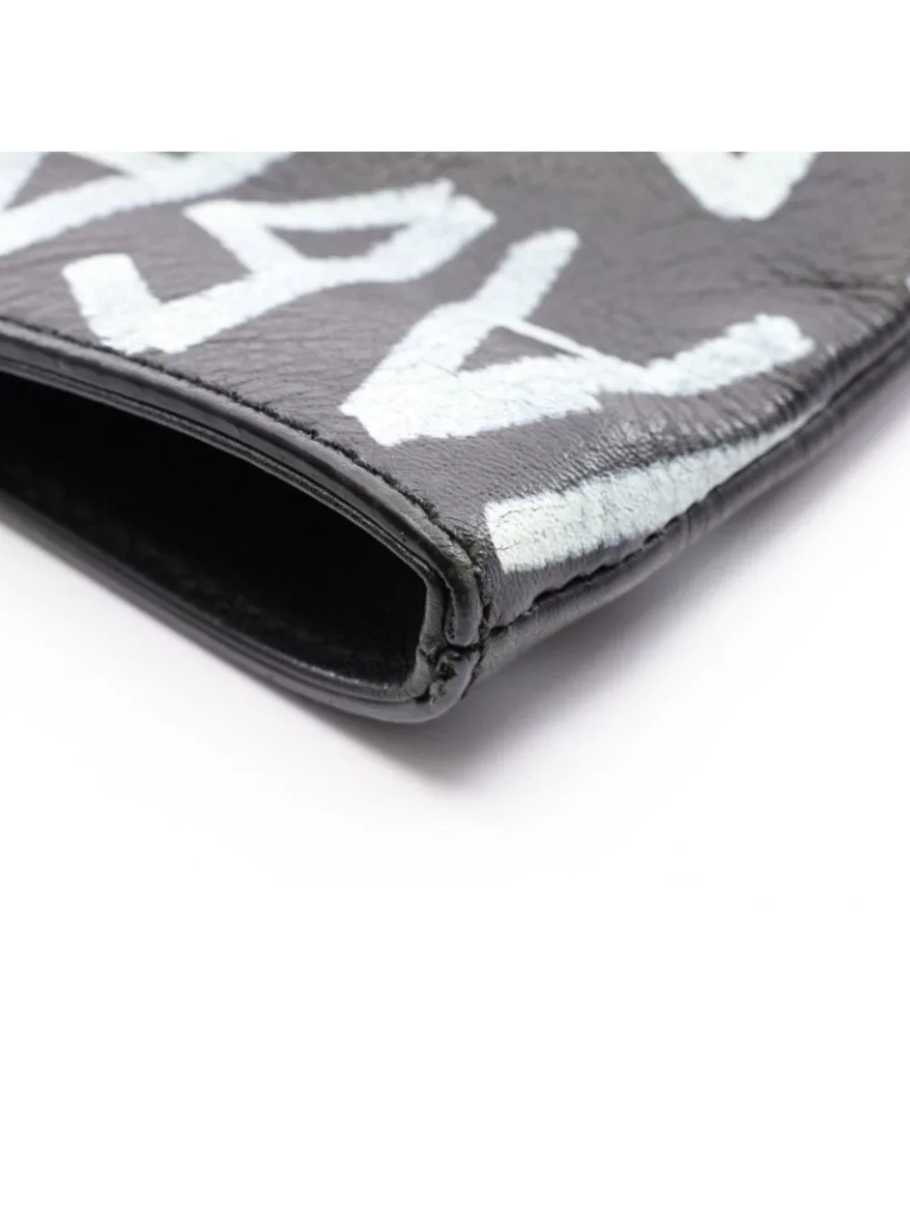 Balenciaga Clutch Graffiti Black White Leather